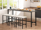 4 Piece Counter Height Bar Table Set with Charging Station & USB Ports, Gray Pub Table with 3 Stools 39030485