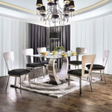 Contemporary Silver Metal 2pc Dining Chairs Black Microfiber Seat Dining Room Keyhole Back Satin B011P232976