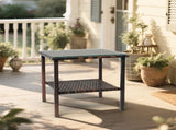Square double layer glass table top brown gradient rattan side table 83252345