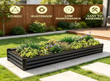 95" x 36" x 12" Black Galvanized Raised Garden Bed Easy Assembly Planter for Growing Flowers, 31370814