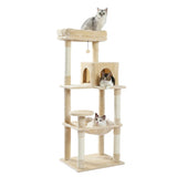 ZNTS Luxury Cat Tree Cat Tower with Sisal Scratching Post, Cozy Condo, Top Perch, Hammock and Dangling 35162292