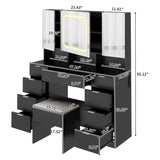 Large Vanity Table Set with 3 Opening Mirrors and LED Lights, Vanity Table with Full Storage Behind 28836264