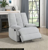 ZNTS Reclining Chair Light Gray Velvet Upholstery Square Tufted Back Pillowtop Arms Solid Wood Furniture B011P182495