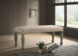 Breda Antique Gray Finish Upholstered Nailhead Bench T2574P164619