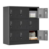 ZNTS 9-Door Employee Storage Locker, Metal Lockers for Office, Gym, School, and Homewith Card Slot 00575500