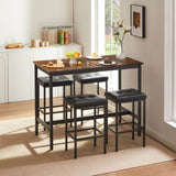 ZNTS Pub High Dining Table 5 Piece Set, Industrial Style Pub Table, 4 PU Leather Bar Chairs for Kitchen W1668P164658