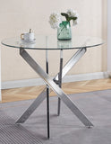 Dining Table with cross metal leg and tempered glass,Modern Space Saving Kitchen Table for Living 36989870