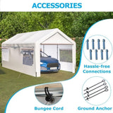 ZNTS Carport Canopy 10x20 FT Heavy Duty Boat Car Canopy Garage with Removable Sidewalls and Roll-up W1212104230