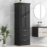 ZNTS Tall Storage Cabinet with Three Drawers for Bathroom/Office, Black WF299282AAB