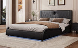 Queen Size Luxurious Faux Leather Upholstered Platform Bed with Thickened Headboard, Bluetooth N701P241047B