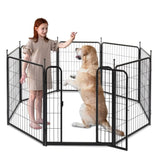 ZNTS Dog Playpen Pet Dog Fence, 32" Height 8 Panels Metal Dog Pen, Outdoor Exercise Pen with Door for RV, 30119568