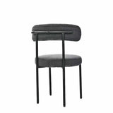 Grey Boucle Dining Chairs Set of 2,Mid-Century Modern Curved Backrest Chair,Round Upholstered W2533P170094