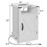 ZNTS Modern Tall Dorm Wooden White Nightstands Bedside Tables With Charging Station Doors Bedroom Living W1828P154456