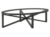 Modern simple coffee table, tempered coffee table solid wood base round transparent W487P317845