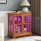 LED Curio Display Cabinet,Antique Display Cabinet with Adjustable Shelves,Retro Design Quality W2275P292660