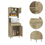 ZNTS Santa Maria 1-Drawer 1-Shelf Area Pantry with Adjustable Metal Legs Light Oak B06280025