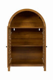 Hand-Carved Arched, Solid Wood Storage with Open Shelf & 2 Doors, Tall Narrow Accent W3123P485765