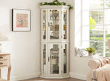 Lighted Corner Curio Cabinet - Glass Display Shelf with Tempered Glass Doors, Adjustable Shelving, W1758P300131