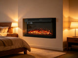 EF-25 24-Inch Built-In Electric Fireplace Insert - 120V 1500W, Black Steel, 3-Side Glass, Adjustable 35221405