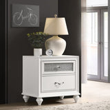 2 Drawers Nightstand with Acrylic Crystal Accents, White B016P255554