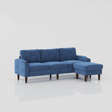 ZNTS Convertible Combination Sofa Sofa L-Shaped Sofa with Storage Cabinet Footstool, Living Room Navy W2012126503