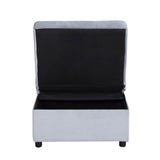 Modern Lift Top Storage Bench with Pull-out Bed 1pc Gray Velvet Tufted Solid Wood Furniture B011P170005