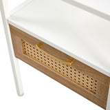 15.75" Rattan End table with drawer, Modern nightstand, metal legs,side table for living room, W1265121753