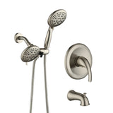 Classic High Pressure Single Handle 6 Function Rain shower Head with Handheld Shower with Tup Spout W121946592