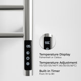 Brushed Nickel Heated Towel Rack for Bathroom,Wall Mounted with Intelligent Touch Screen Timer, T3177P305031