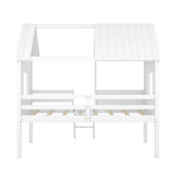 Twin Size Low Loft Wood House Bed with Two Side Windows 85997368