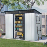 8ft x 6ft Outdoor Metal Storage with Lockable Sliding Doors and Transparent plate for Garden, Lawn W540P185314