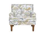 Accent Chair, Floral Armchair, Nailhead Trim, Gold and Grey Decor, Solid Wood Legs, Farmhouse W5568P445701