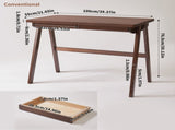 100% Solid Rubber Wood Computer Desk, Retro Walnut Writing Desk with Drawer, Sturdy A-Frame Leg, 01637992
