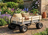 Heavy Duty Steel Wooden Side Support Cargo Wagon with 10" All-Terrain Air Tires, Up to 220lb Load 85711361