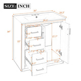 30'' Bathroom with Ceramic Sink Combo,Solid Wood Frame Bathroom Storage Cabinet, Freestanding N710P191970M