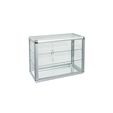 Tempered Glass Counter Top Display Showcase with Sliding Glass Door and Lock,Standard Aluminum W2221P201223