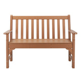49in Vertical Backrest Teak Color HDPE Bench 56728345