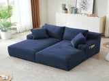 Compressible double chaise lounge with cupholders - No Assembly Required, Fluffy Modern Sleeper W2339P346396