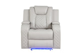 LED & Power Recliner Chair Made With Faux Leather in Ice 659436190283