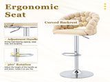 Adjustable Swivel Bar Stools, Luxury Velvet Bubble Woven Backrest Bar Chairs, Chrome Metal Gas Lift W3875P462114