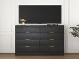 Modern 8 Drawers Dresser Chests for Bedroom,47.2" Wide Wood Chest of Drawers with Gold Metal W409P307537