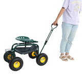 ZNTS Garden trolley Rolling work chair with wheels, garden stool for planting, 360 degree swivel seat, W227P207221