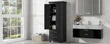 ZNTS Tall Storage Cabinet with Two Drawers for Bathroom/Office, Black WF299284AAB