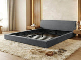 Queen Size Compression Bed Dark Grey Upholstered Platform Bed Frame with Headboard, VacuumSealed W3975P544605