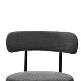 Grey Boucle Dining Chairs Set of 2,Mid-Century Modern Curved Backrest Chair,Round Upholstered W2533P170094