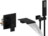 Male NPT Faucet with Hand Shower, Matte Black Waterfall Bathtub Shower Faucet Set, Wall Mount 36394677