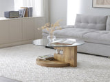 Modern and practical double-layer round table. Glass table top, wood MDF table legs. Suitable for W1117P272166