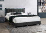 ZNTS 1pc Queen Size Bed Charcoal Wool Fabric Channel Tufting w LED Full Upholstered Bedframe Bedroom Bed B011P238968