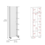 Urano Corner Linen Cabinet, Five External Shelves, Single Door, Four Interior Shelves -White B20091991