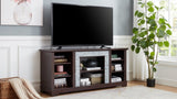 TV Media Stand with with Faux Stacked Stone Surround, Modern Entertainment Console with Open Storage W1758P187684